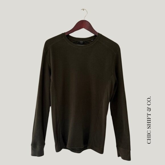 Vince | Thermal Long Sleeve Crew | Dark Olive Green | S - Picture 1 of 4